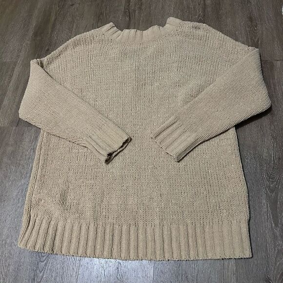 Aerie Womens Brown Woven Oversized Soft Sweater V Neck Size Small - Picture 2 of 8